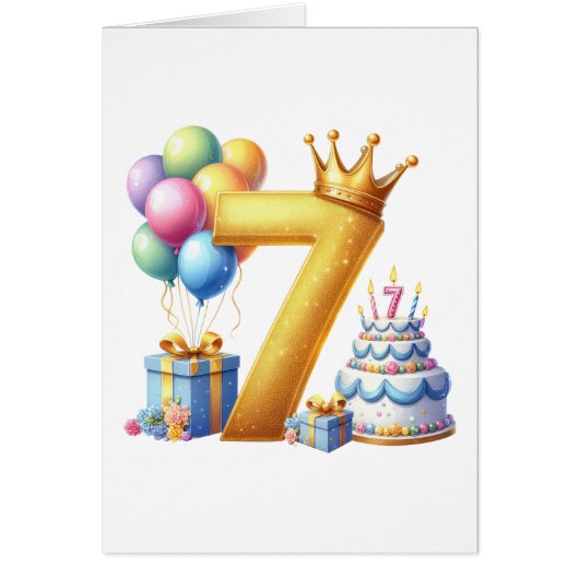 Golden 7th Birthday Cards (Front)