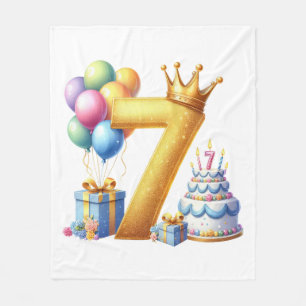 Golden 7th Birthday Fleece Blanket