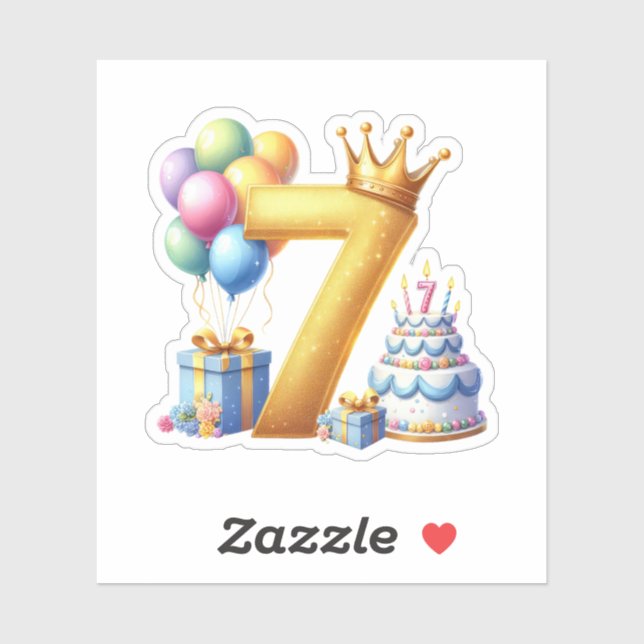 Golden 7th Birthday Sticker (Sheet)