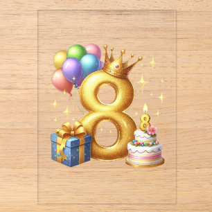 Golden 8th Birthday Acrylic Invitations