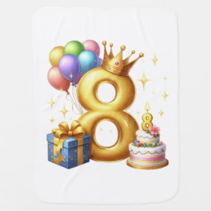 Golden 8th Birthday Baby Blanket