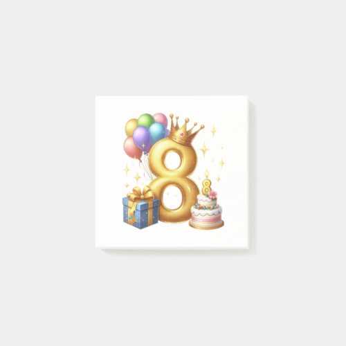 Golden 8th Birthday Post-it Notes