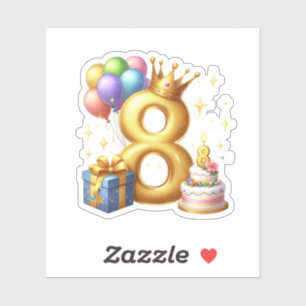 Golden 8th Birthday Sticker