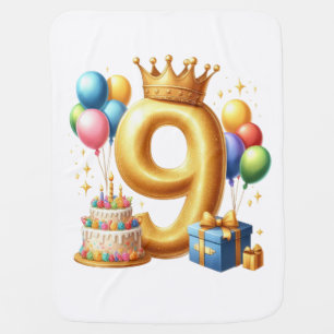 Golden 9th Birthday Baby Blanket