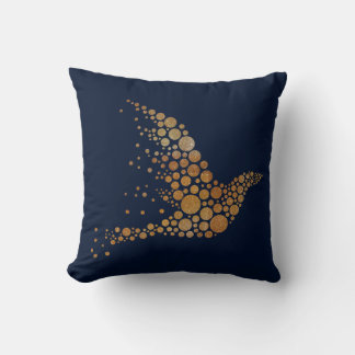 Golden Abstact Bird Pillow