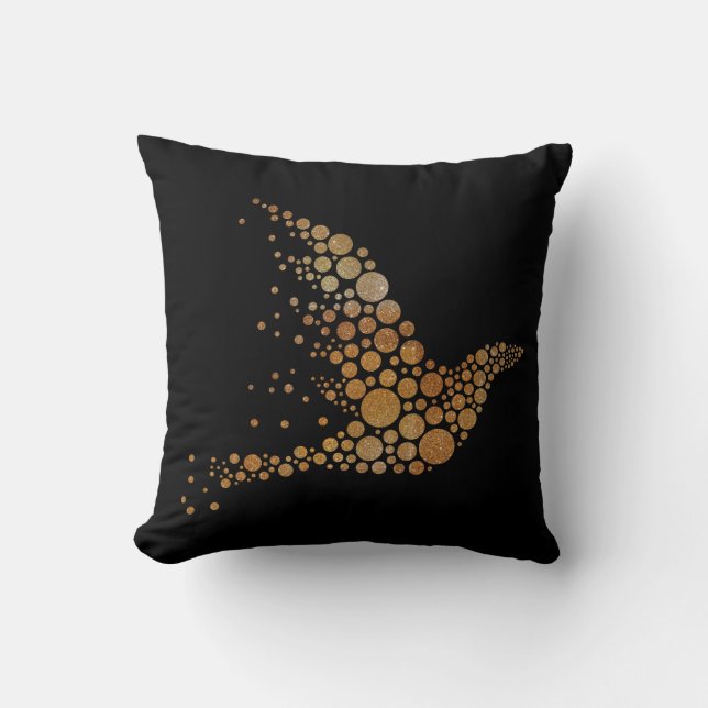 Golden Abstact Bird Pillow 2 (Front)