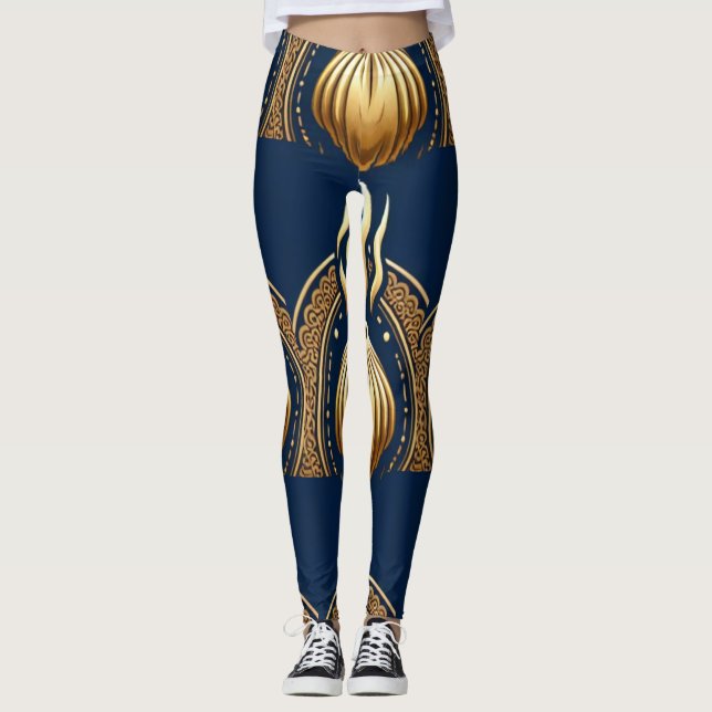 golden abstract artvector leggings (Front)