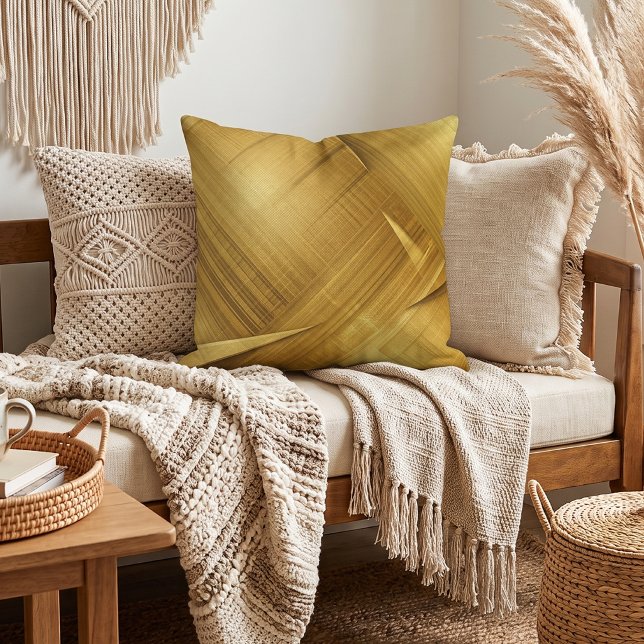 Golden Abstract Brushstroke Throw Pillow (Creator Uploaded)