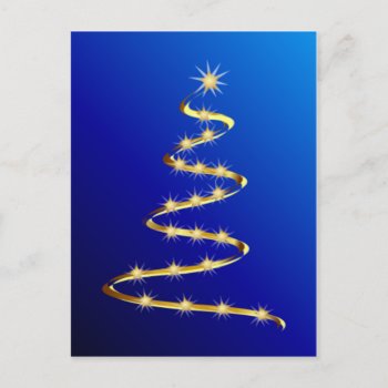Golden Abstract Christmas Tree Holiday Postcard by santasgrotto at Zazzle