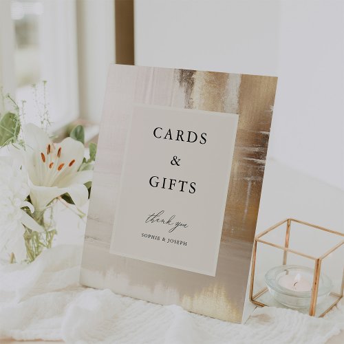 Golden Abstract  Elegant Wedding Cards and Gifts Pedestal Sign