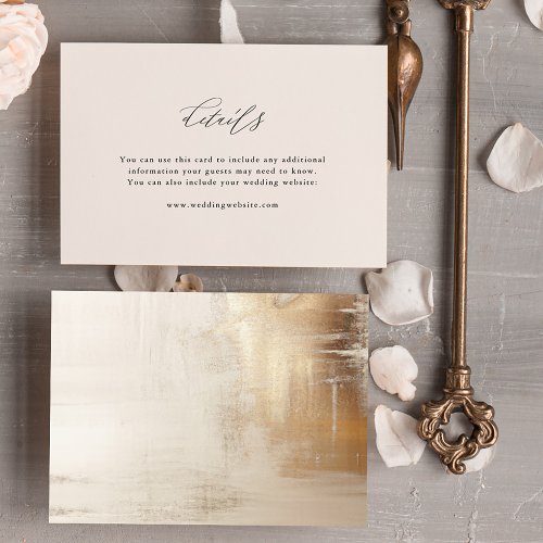 Golden Abstract  Elegant Wedding Details Enclosure Card