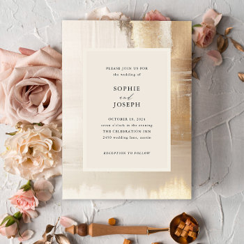 Golden Abstract | Elegant Wedding Invitation by Customize_My_Wedding at Zazzle