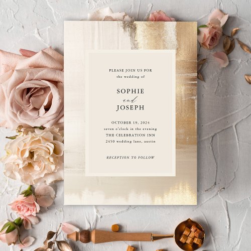 Golden Abstract  Elegant Wedding Invitation