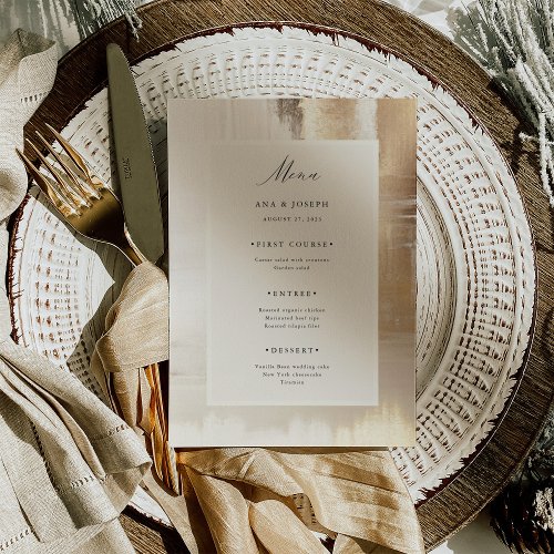 Golden Abstract  Elegant Wedding Menu