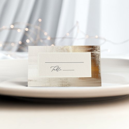Golden Abstract  Elegant Wedding Place Card