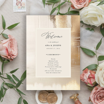 Golden Abstract | Elegant Wedding Program by Customize_My_Wedding at Zazzle