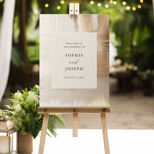 Golden Abstract  Elegant Wedding Welcome Foam Board