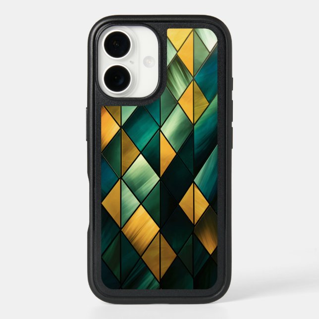 Golden Abstract Green Geometric  Otterbox iPhone Case (Back)