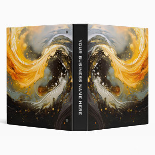 Golden Abstract Marble Modern Waves 3 Ring Binder