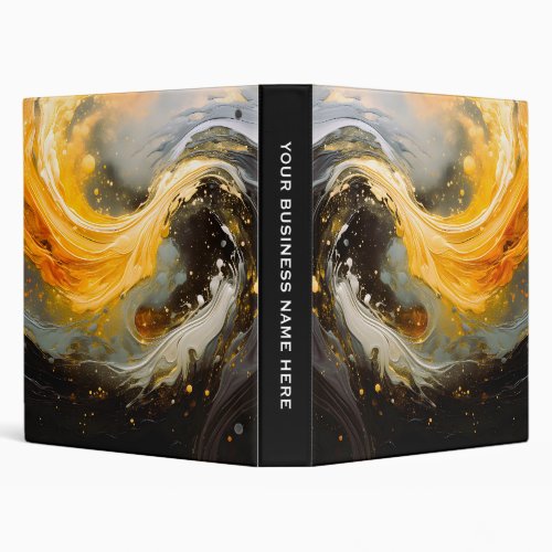 Golden Abstract Marble Modern Waves 3 Ring Binder