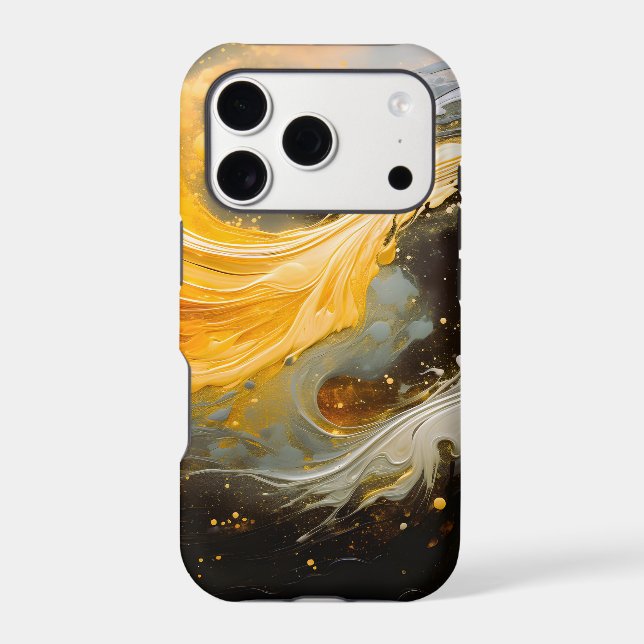 Golden Abstract Marble Modern Waves Case-Mate iPhone Case (Back)