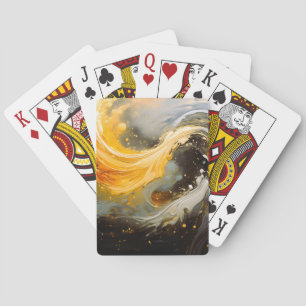 Golden Abstract Marble Modern Waves Poker Cards