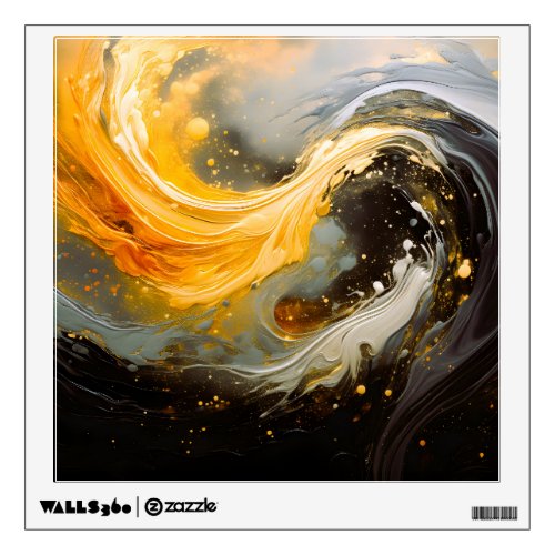 Golden Abstract Marble Modern Waves Wall Decal