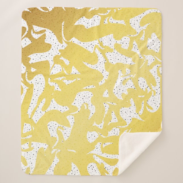 Golden Abstract Marble with Dots Pattern Sherpa Blanket (Front)