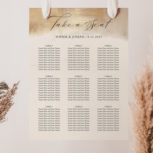 Golden Abstract  Modern Wedding Seating Chart