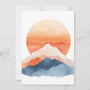 Golden Abstract Mountain Peak Sunrise Holiday Card