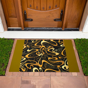 Golden Abstract Swirl Pattern Doormat