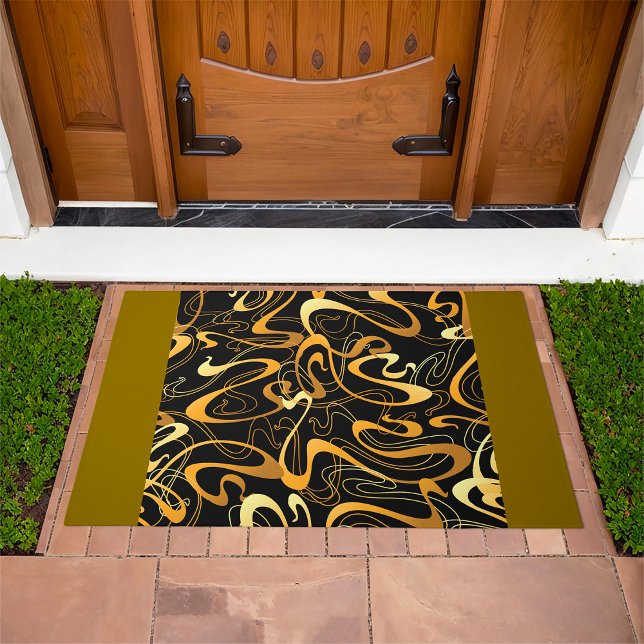 Golden Abstract Swirl Pattern Doormat (Creator Uploaded)
