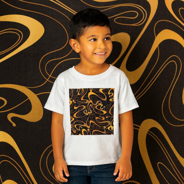 Golden Abstract Swirl Pattern T-Shirt (Creator Uploaded)