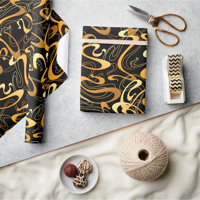 Golden Abstract Swirl Pattern Wrapping Paper (Creator Uploaded)