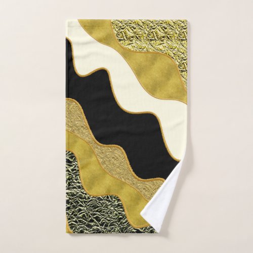 Golden Abstract Wave Modern Gold Glam Trendy Bath Towel Set