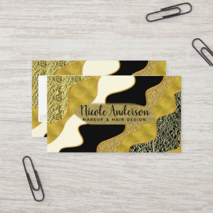 Golden Abstract Wave Modern Gold Glam Trendy Business Card