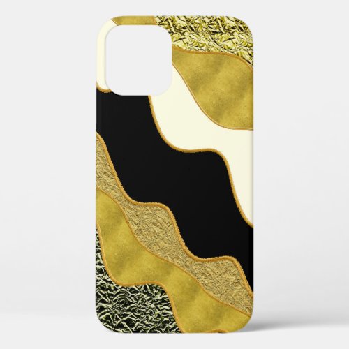 Golden Abstract Wave Modern Gold Glam Trendy iPhone 12 Case