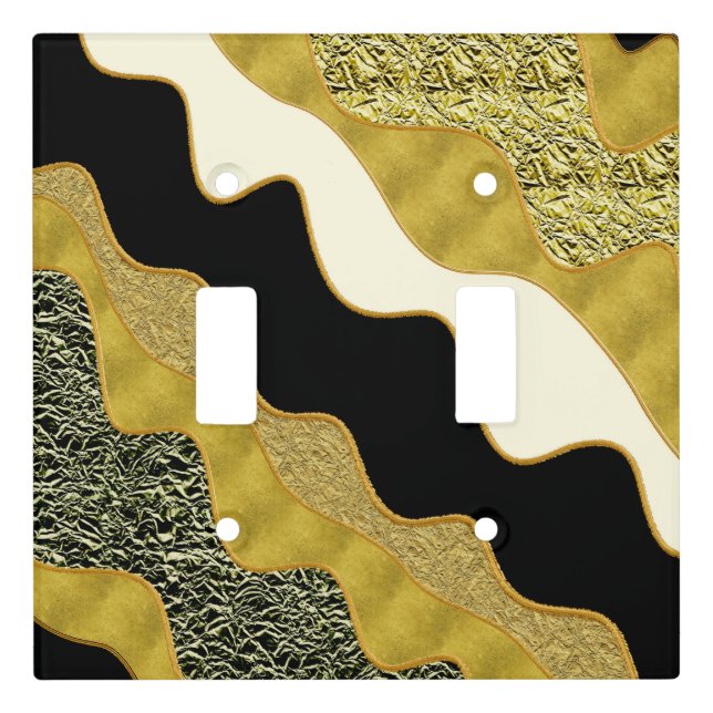 Golden Abstract Wave Modern Gold Glam Trendy Light Switch Cover (Front)