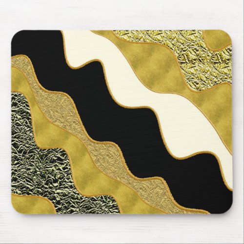 Golden Abstract Wave Modern Gold Glam Trendy Mouse Pad