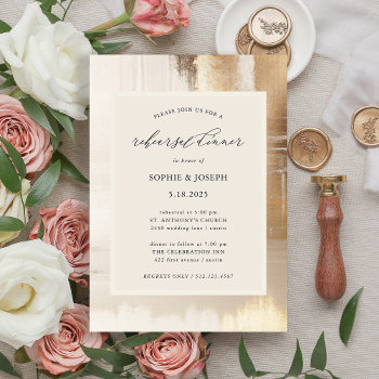 Golden Abstract | Wedding Rehearsal Dinner Invitation by Customize_My_Wedding at Zazzle