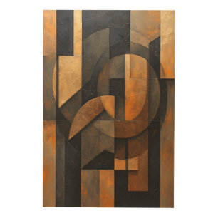 Golden Abstraction Wood Wall Art