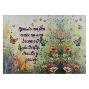 Golden accent butterfly garden custom art cutting board