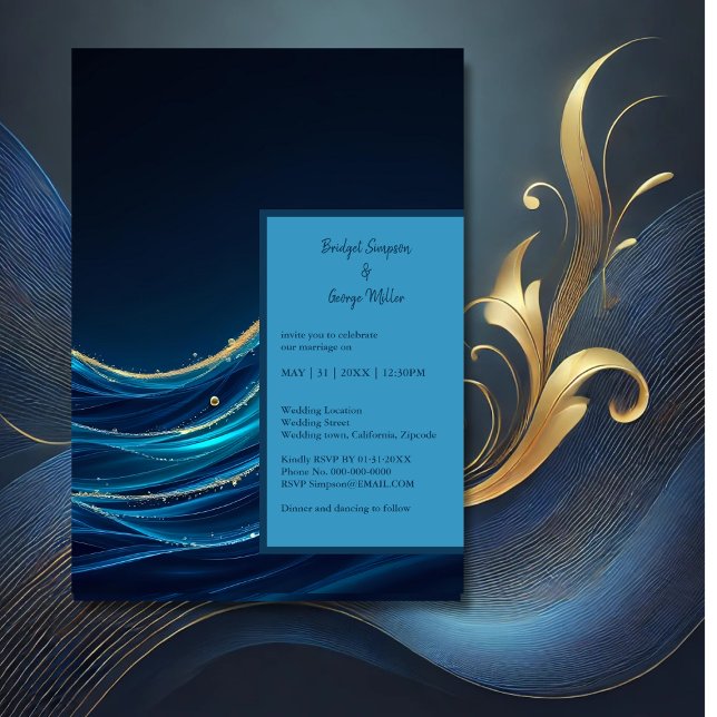 Golden Accented Abstract Ocean Waves wedding (Creator Uploaded)