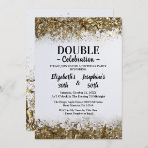 Golden Adult Joint Double Birthday Celebration Invitation