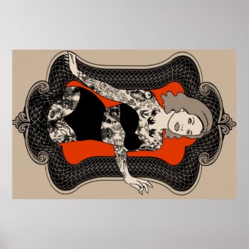 Golden Ae Of Sideshow - Tattooed Woman Poster by frogsandboxes at Zazzle