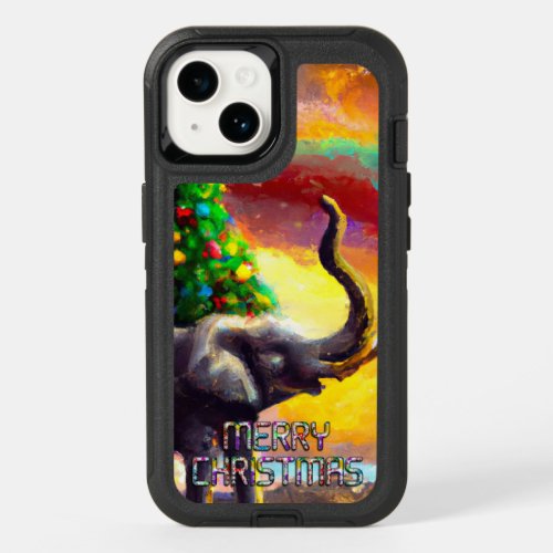 Golden African Elephant Christmas season colors  OtterBox iPhone 14 Case