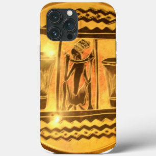 Golden African Ethnic Art Print Design iPhone 13 Pro Max Case