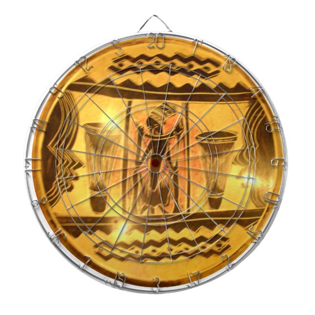 Golden African Ethnic Art Print Design Dart Board (Front)