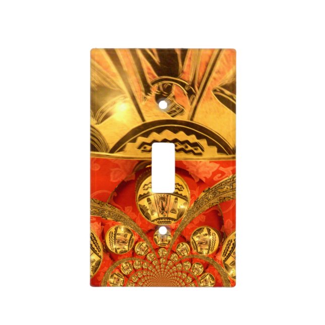 Golden African Ethnic Art Print Design Light Switch Cover (Front)