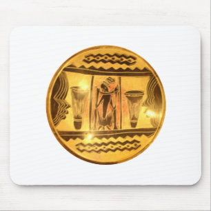 Golden African Ethnic Art Print Design Mouse Pad